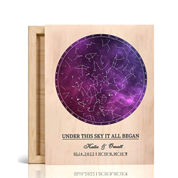 Personalized Star Map on Wood - Unique Celestial Gift for Her