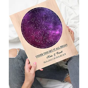 Personalized Star Map on Wood Unique Gift for Her