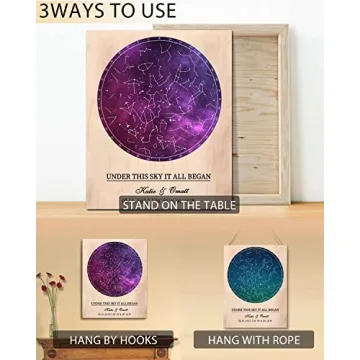 Personalized Star Map on Wood Unique Gift for Her
