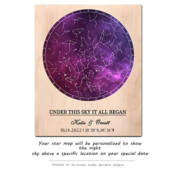 Personalized Star Map on Wood Unique Gift for Her