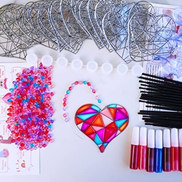 Winlyn Heart Suncatchers DIY Kit for Kids Craft Fun
