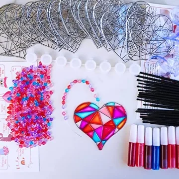 Winlyn Heart Suncatchers DIY Kit for Kids Craft Fun