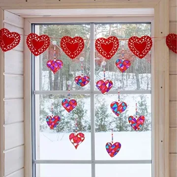 Winlyn Heart Suncatchers DIY Kit for Kids Craft Fun