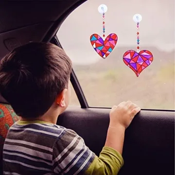 Winlyn Heart Suncatchers DIY Kit for Kids Craft Fun