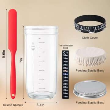 BOOMIBOO Sourdough Starter Jar, 24oz Sourdough Bread Baking Supplies Fermentation Kit, Glass Jars Br...