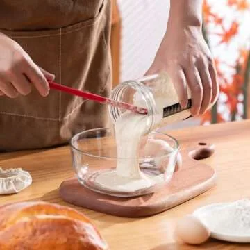 BOOMIBOO Sourdough Starter Jar, 24oz Sourdough Bread Baking Supplies Fermentation Kit, Glass Jars Bread Making Accessories with Date Marked Feeding Band, Thermometer, Cloth Cover & Metal Lid