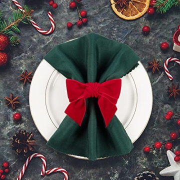 Elegant Christmas Napkin Rings - Chic Velvet Set of 6