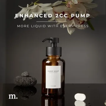 MaisoNovo Glass Foaming Soap Dispenser 14 Oz | Amber Glass Black Pumps x 2