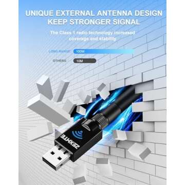 ZEXMTE Bluetooth Adapter 5.1 for Windows - Long Range Bluetooth Dongle