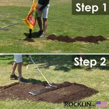 Rocklin™ Lawn Leveling Rake | Levelawn Tool | Level Soil or Dirt Ground Surfaces Easily | 48” x 10” Ground Plate | 78” Extra Long Handle | Stainless Steel