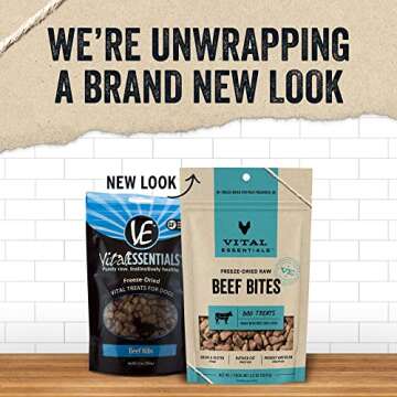 Vital Essentials Freeze Dried Raw Whole Animal Dog Treats, Beef Bites, 2.5 oz | Premium Quality High Protein Training Treats | Grain Free, Gluten Free, Filler Free