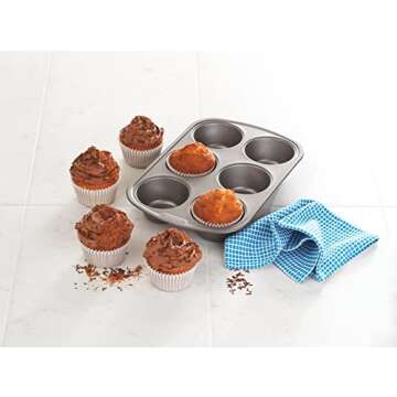 Good Cook 04033 Non-Stick Texas Muffin Pan, Steel, 3-1/2 in Dia x 16-1/2 in L x 10 in W x 8.7 in H