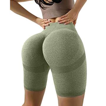 OQQ Women's 3 Piece Butt Lifting Yoga Workout High Waist Tummy Control Ruched Booty Pants Shorts, Grey,purple,avocadogreen, Large
