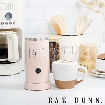 Rae Dunn Electric Milk Frother Steamer - Stylish Automatic Milk Steamer and Frother, Milk Warmer, Ho...