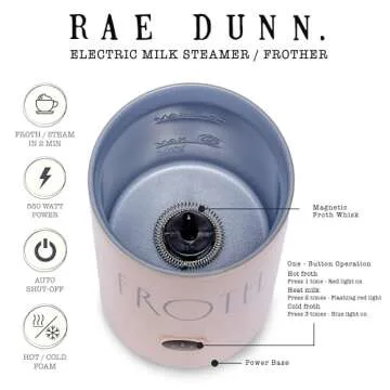 Rae Dunn Electric Milk Frother Steamer for Home Coffee Lovers