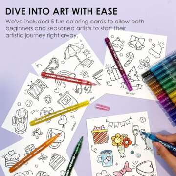 Grabie 24 Colors Glitter Markers Pen, Glitter Metallic Shimmer Marker Extra-Fine Tip Glitter Acrylic Paint Markers, Quick-Drying Water-based Ink Glitter Pens for Adults, DIY Crafts Making