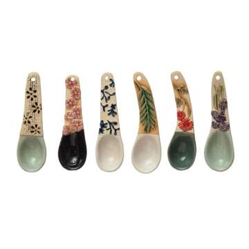Creative Co-Op Hand-Painted Floral Spoon, Multi-Styles