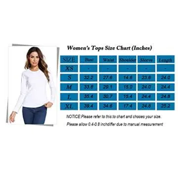 LOVFEE Women's Classic-Fit Long-Sleeve Crewneck Cotton Basic T-Shirt Underscrub Tee(White/XL)