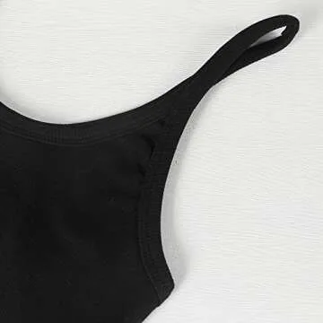 Artfish Women's Sleeveless Tank Top Form Fitting Scoop Neck Ribbed Knit Basic Cami Tight Fitted Black L