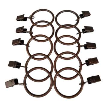 Copper Metal Curtain Rings with Clips - 40-Pack