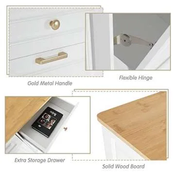 Anbuy Double Kitchen Trash Cabinets Dual Tilt Out Cabinet with Two Wood Hideaway Holder Drawers, Free Standing Recycling Trash Can Holder (Upgrade White)