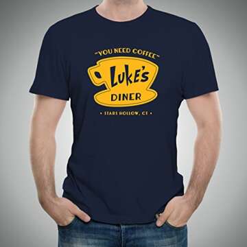 UGP Campus Apparel Luke's Diner - Stars Hollow Coffee Novelty TV Show T Shirt - Medium - Navy
