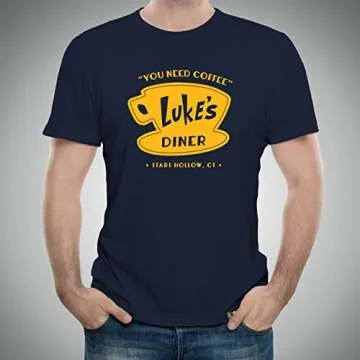 UGP Campus Apparel Luke's Diner - Stars Hollow Coffee Novelty TV Show T Shirt - Medium - Navy