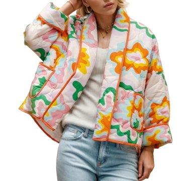 Duyang Cropped Floral Puffer Jacket for Winter Style