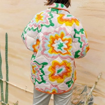 Duyang Cropped Floral Puffer Jacket for Winter Style