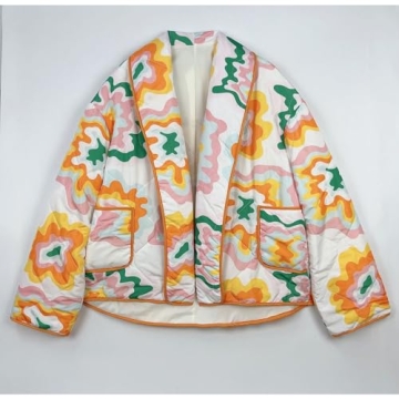 Duyang Cropped Floral Puffer Jacket for Winter Style