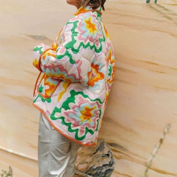 Duyang Cropped Floral Puffer Jacket for Winter Style