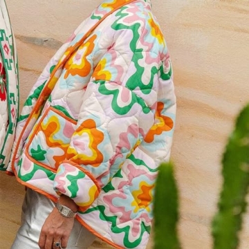 Duyang Cropped Floral Puffer Jacket for Winter Style