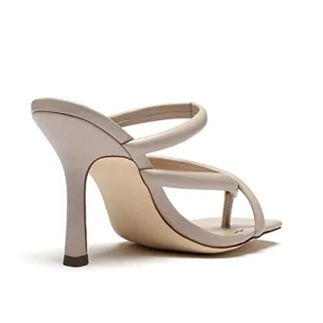 Stylish Vivianly Women's Thong Heels Sandals in Nude