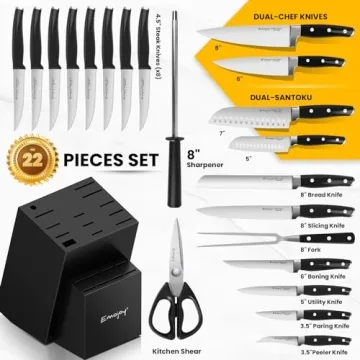 Emojoy 22-Piece Kitchen Knife Set for Home Chefs