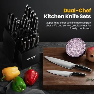 Emojoy 22-Piece Kitchen Knife Set for Home Chefs
