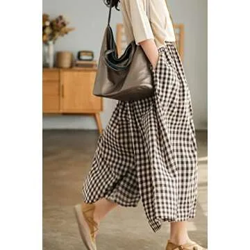 Chouyatou Cotton Linen Wide Leg Pants for Stylish Women