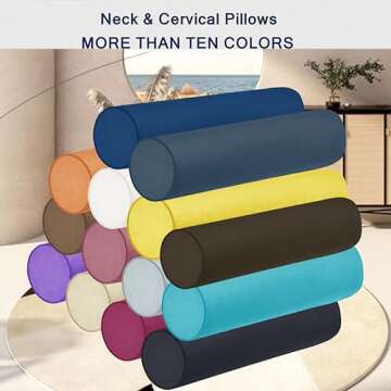 Memory Foam 25.6x6 Neck Pillows for Sleeping, Neck Pain Relief, Side Back Stomach Sleeper, Car or Of...