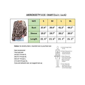 MEROKEETY Women's Crew Neck Leopard Print Balloon Sleeve Knitted Pullover Sweater Tops Khaki