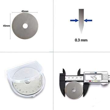 Rotary Cutter Blades 45mm 10 Pack by KISSWILL, Fits Fiskars, Olfa, Martelli, Dremel, Truecut, DAFA R...