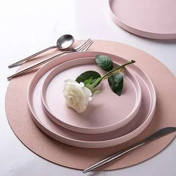 AmorArc Ceramic Plates Set of 6, Matte Glaze 8.0 Inch Dishes Set for Kitchen, Dessert,Salad,Appetizer, Small Dinner Plates, Microwave & Dishwasher Safe, Scratch Resistant, Matte Pink