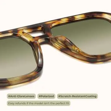 livho Trendy Polarized Square Aviator Sunglasses Women Men Square Eyewear Frame, Retro Sun Glasses for Women Men 2024 Shades