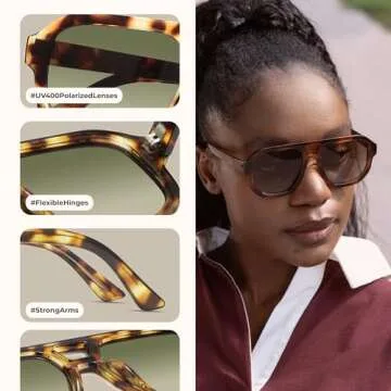 livho Trendy Polarized Square Aviator Sunglasses Women Men Square Eyewear Frame, Retro Sun Glasses for Women Men 2024 Shades