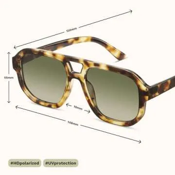 livho Trendy Polarized Square Aviator Sunglasses Women Men Square Eyewear Frame, Retro Sun Glasses for Women Men 2024 Shades