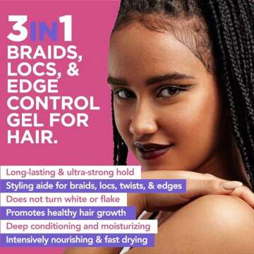 Esha Slick N Slay Braiding Gel - 3-in-1 Ultra Extreme Hold Hydrating & Conditioning Shining Fast Dry Locking Gel for Locs, Twists, Braids, and Edges (PEACH, 17 oz.)