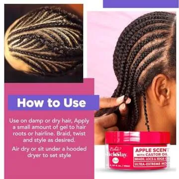 Esha Slick N Slay Braiding Gel - 3-in-1 Ultra Extreme Hold Hydrating & Conditioning Shining Fast Dry Locking Gel for Locs, Twists, Braids, and Edges (PEACH, 17 oz.)