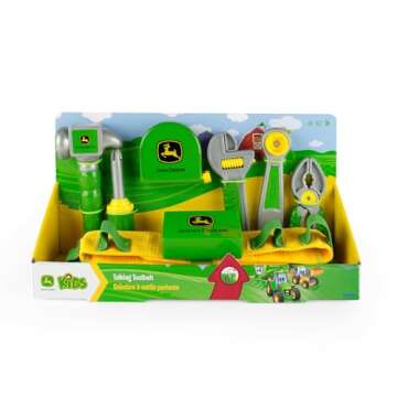 John Deere Deluxe Talking Toolbelt - 7-Piece Kids Tool Set - Interactive Construction Toys - Interac...