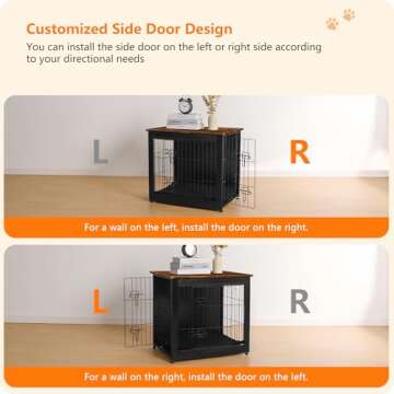 DWANTON Dog Crate Furniture with Cushion, Wooden Dog Crate with Double Doors, Dog Furniture, Dog Kennel Indoor for Small Dog，End Table, 27.2" L, Black+Rustic Brown