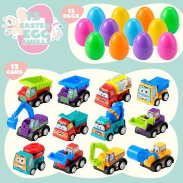 JOYIN 12 Pcs Easter Eggs Filled with Toy Cars - Fun for Kids' Easter Hunts!