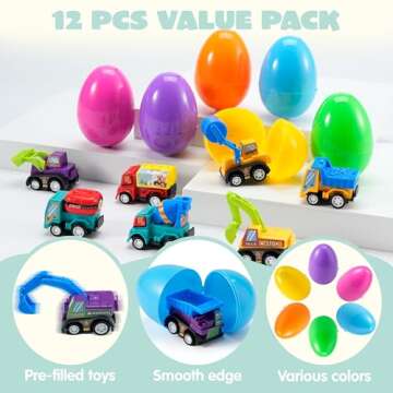 JOYIN Easter Eggs with Toy Cars for Kids Fun 12 Pack