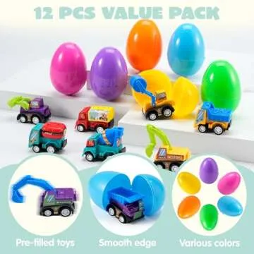 JOYIN Easter Eggs with Toy Cars for Kids Fun 12 Pack
